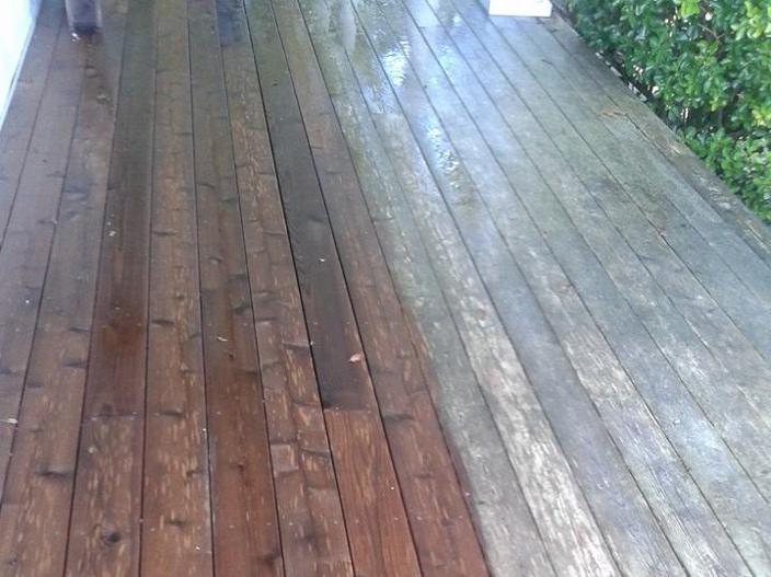 Deck Pressure Wash Before and After